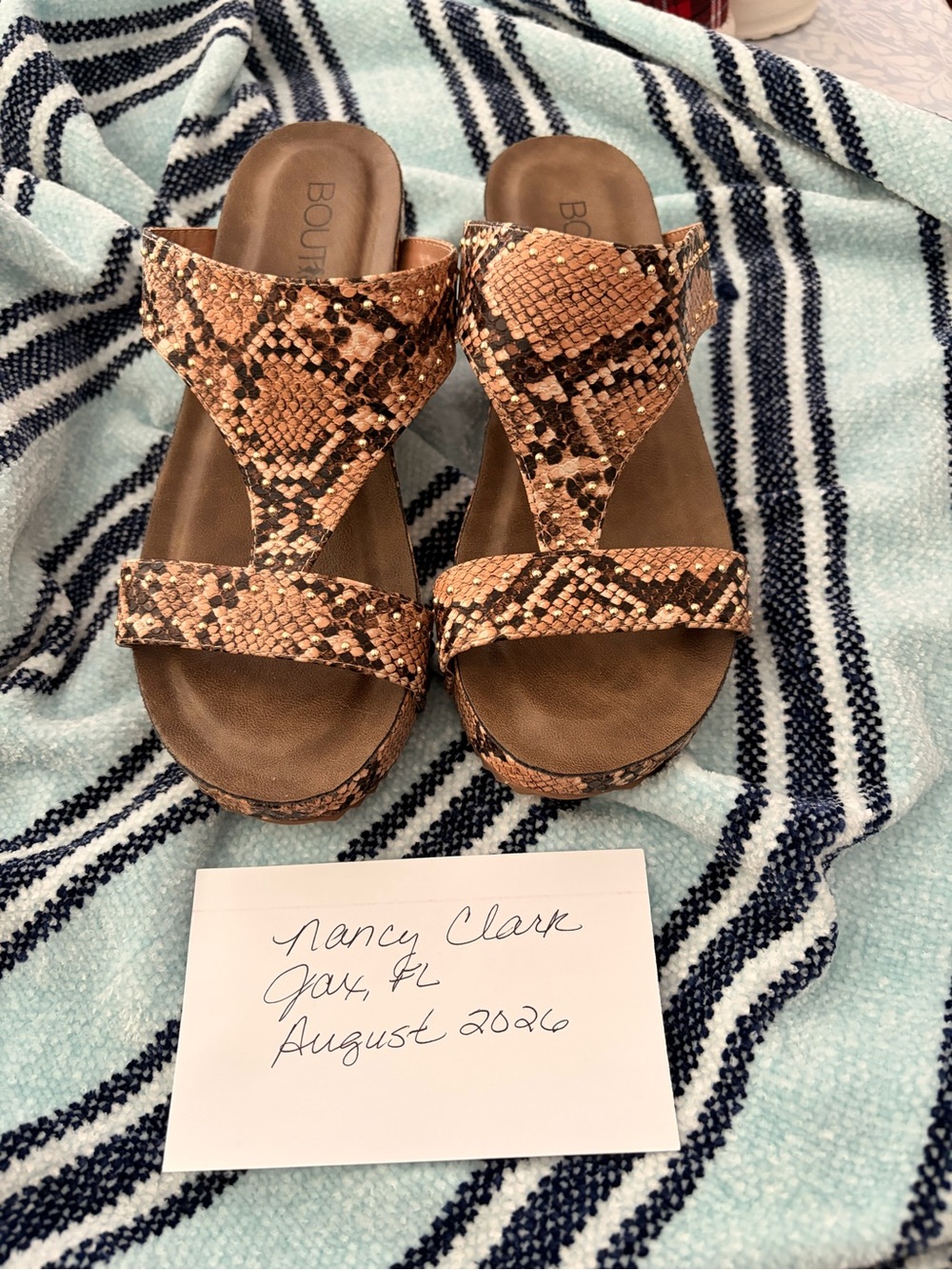 Corkys Brown Snake-Print Wedge Sandals